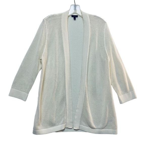 Talbots Sweaters Talbots Cream Open Weave Cardigan Size Large